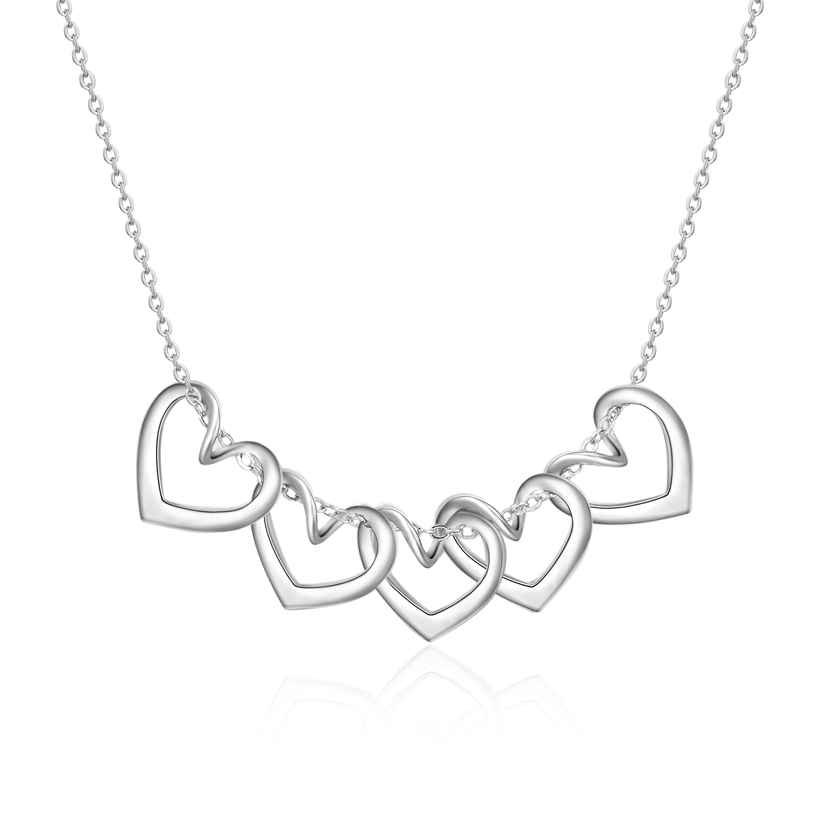 5 Names-Personalized Stainless Hearts Necklace Custom Birthstone Engraved Name Necklace Gift