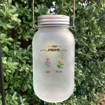 Personalized Flower Solar Mason Jar Light for Grandma Mom
