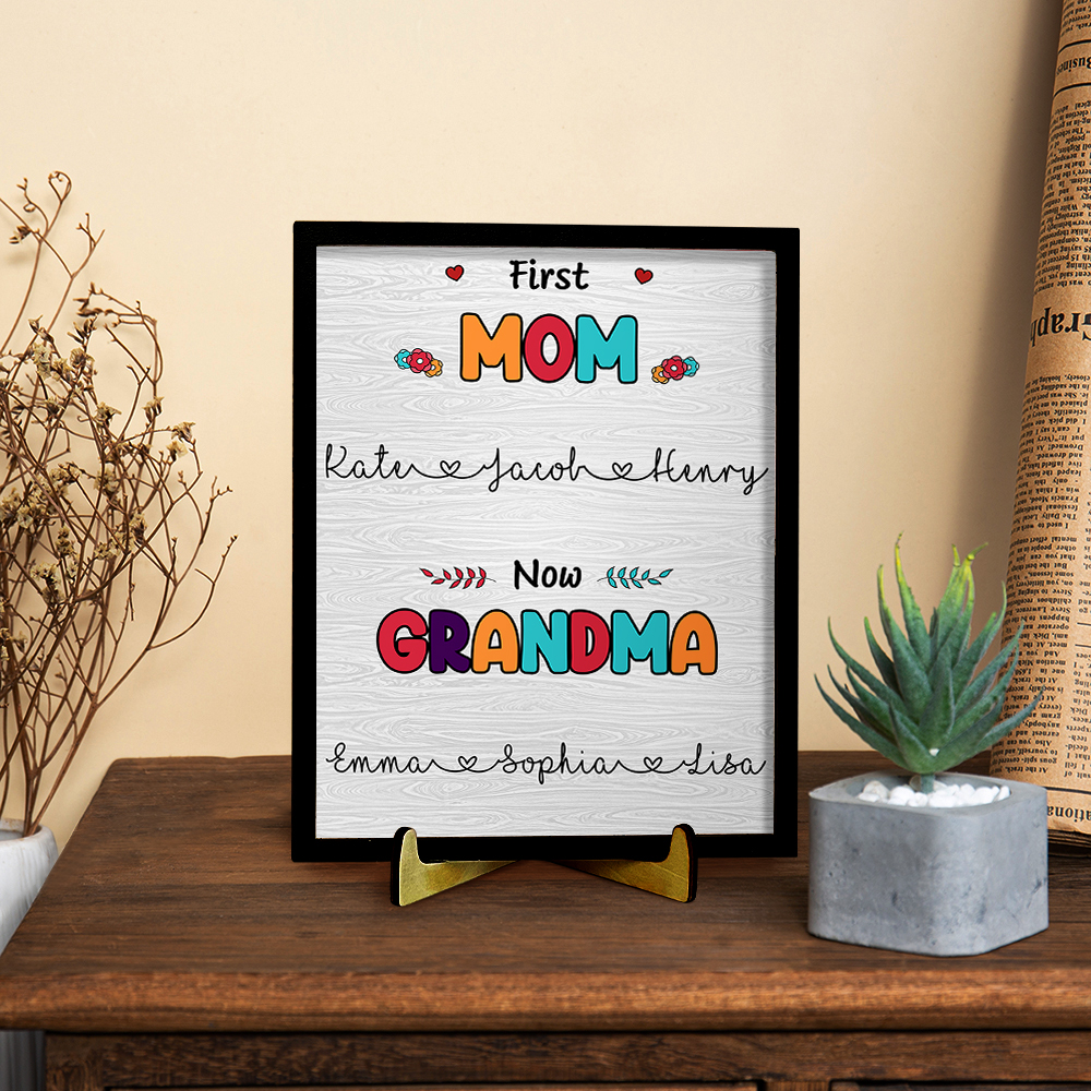 Personalized 2-6 Names Love Connection Style Home Frame Wooden Decoration for Mother's Day
