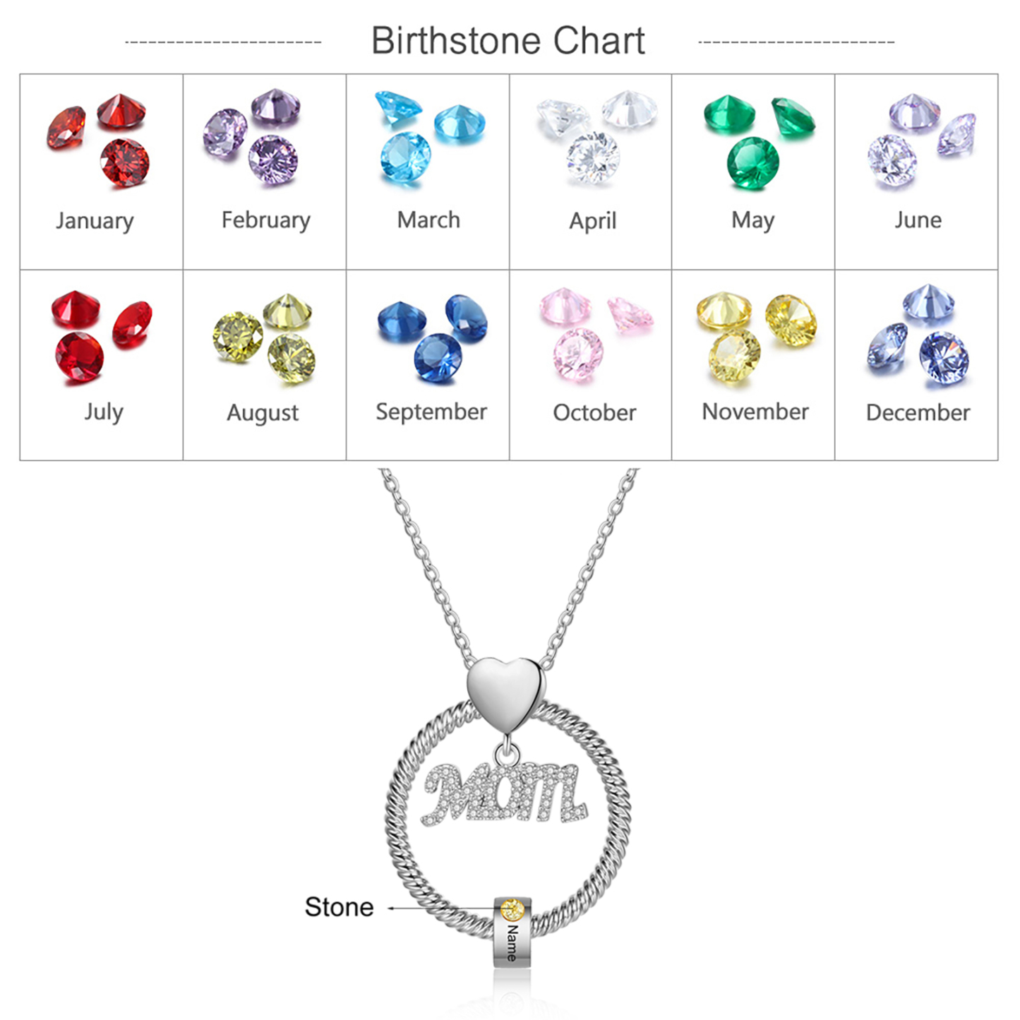 1 Name-Personalized Mom Necklace Set With Premium Custom Necklace With 1 Birthstones Engraved Names Gift For Mother