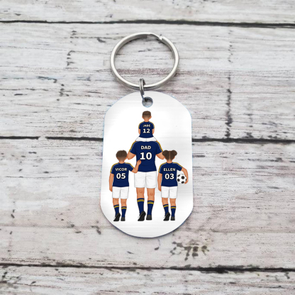 1-3 Names-Personalized Dad's Football Team Fift Keychain Custom Names Gift For Grandpa/Dad