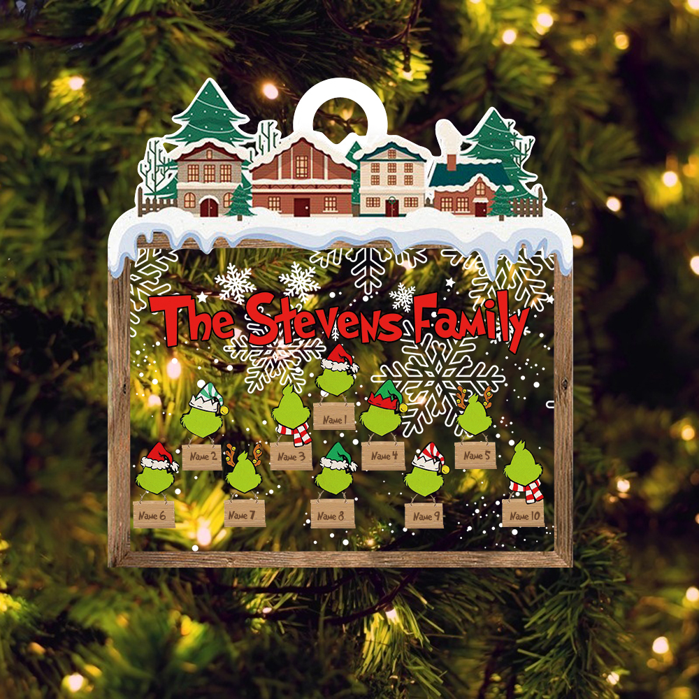 MERRY GRINCHMAS Grinch Personalized Christmas Ornament Engraved 8 Names Gifts For Family | Jessemade