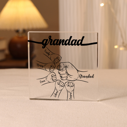 6 Names - Personalized Fist Acrylic  Keepsake Custom Text Acrylic Plaque Ornament Gift for Dad