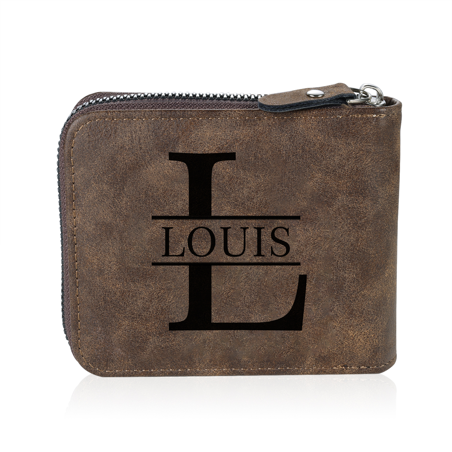 Personalized Photo Leather Men's Wallet Customized Name Letter Folding Dark brown Wallet For Couple