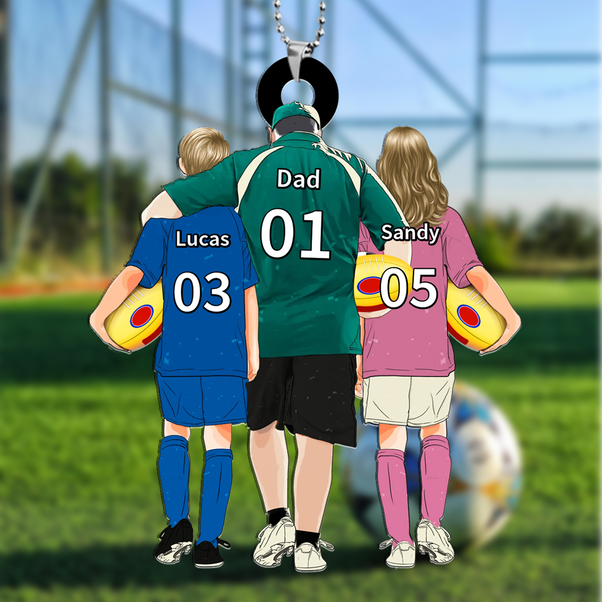 Personalized Aussie Rules Footy Keyring, Custom 3 Names and Numbers Father’s Day Gift for Dad/Footy Fan | Jessemade