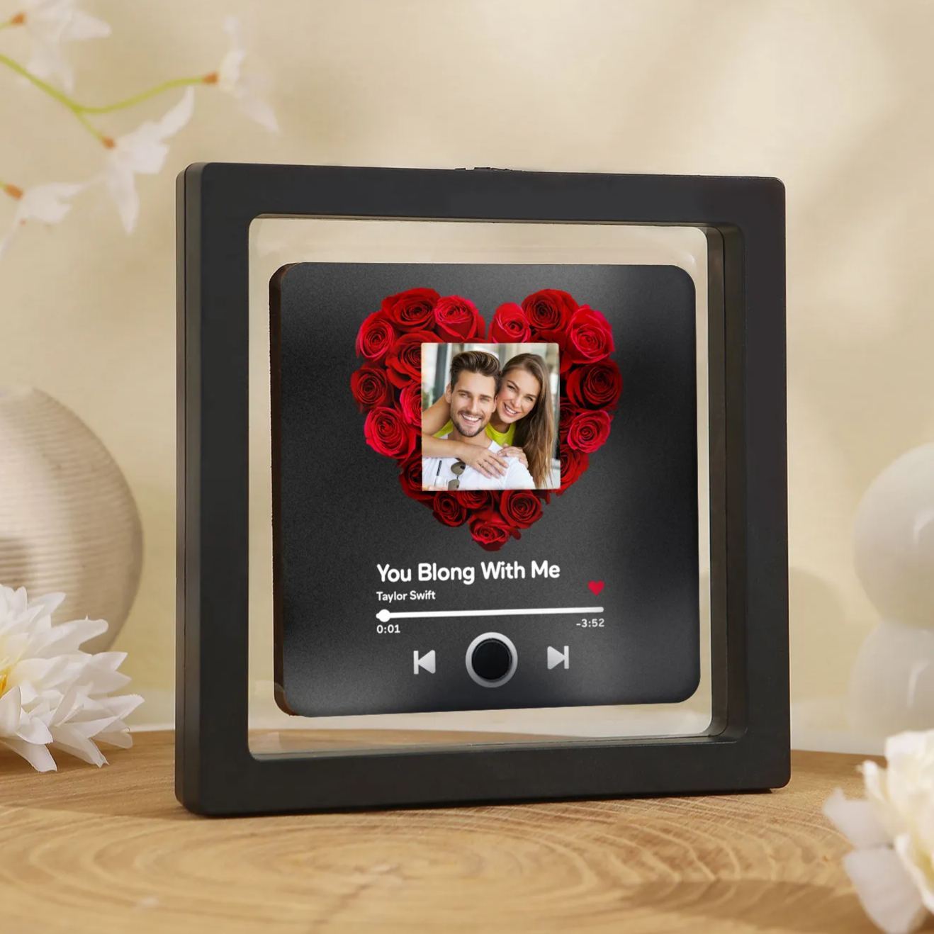 Personalized Photo Fridge Magnet with Favorite Song – Elegant Gift for Couples in Black/Color/Matt Black | Jessemade