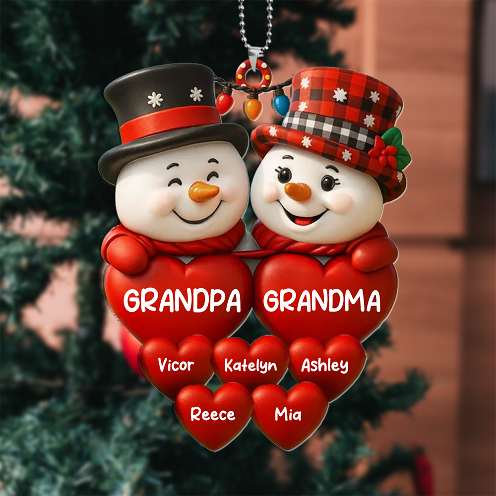 Personalized Snowmen Christmas Tree Ornament with Family Names