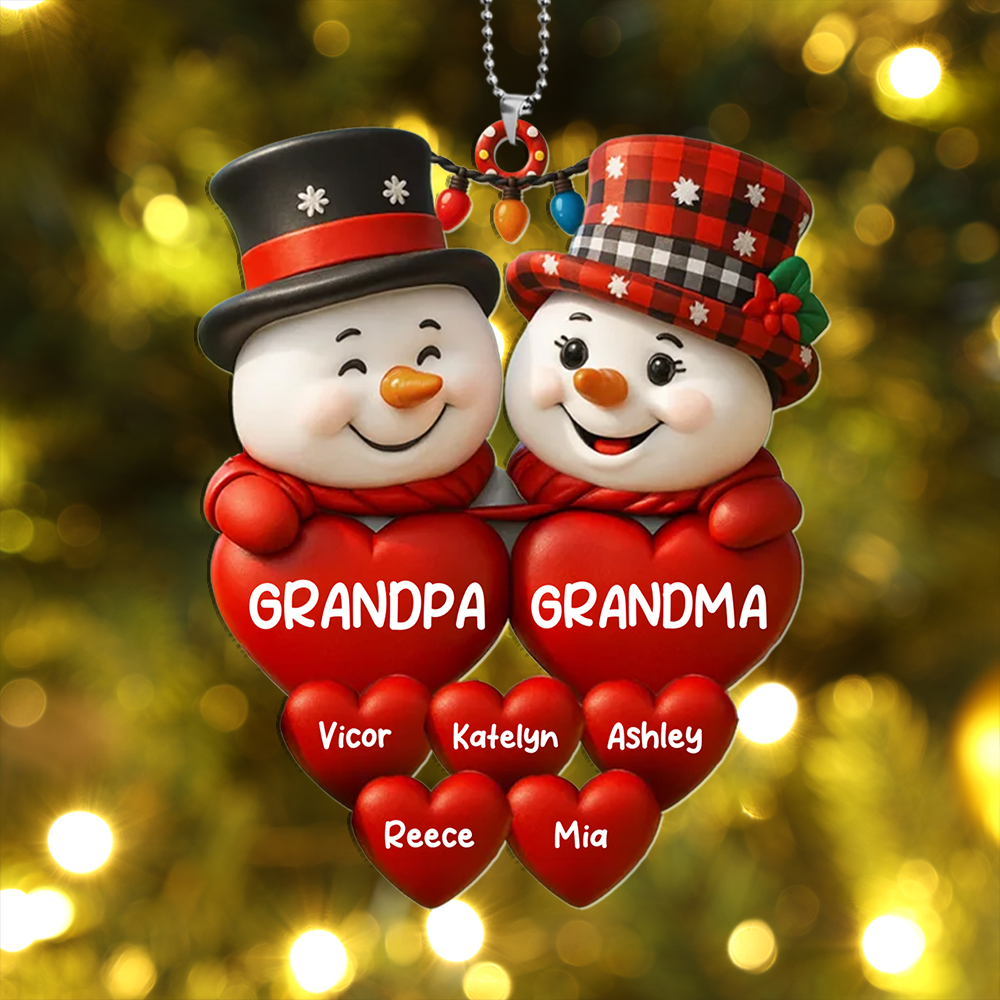 Personalized Snowmen Christmas Tree Ornament with Family Names