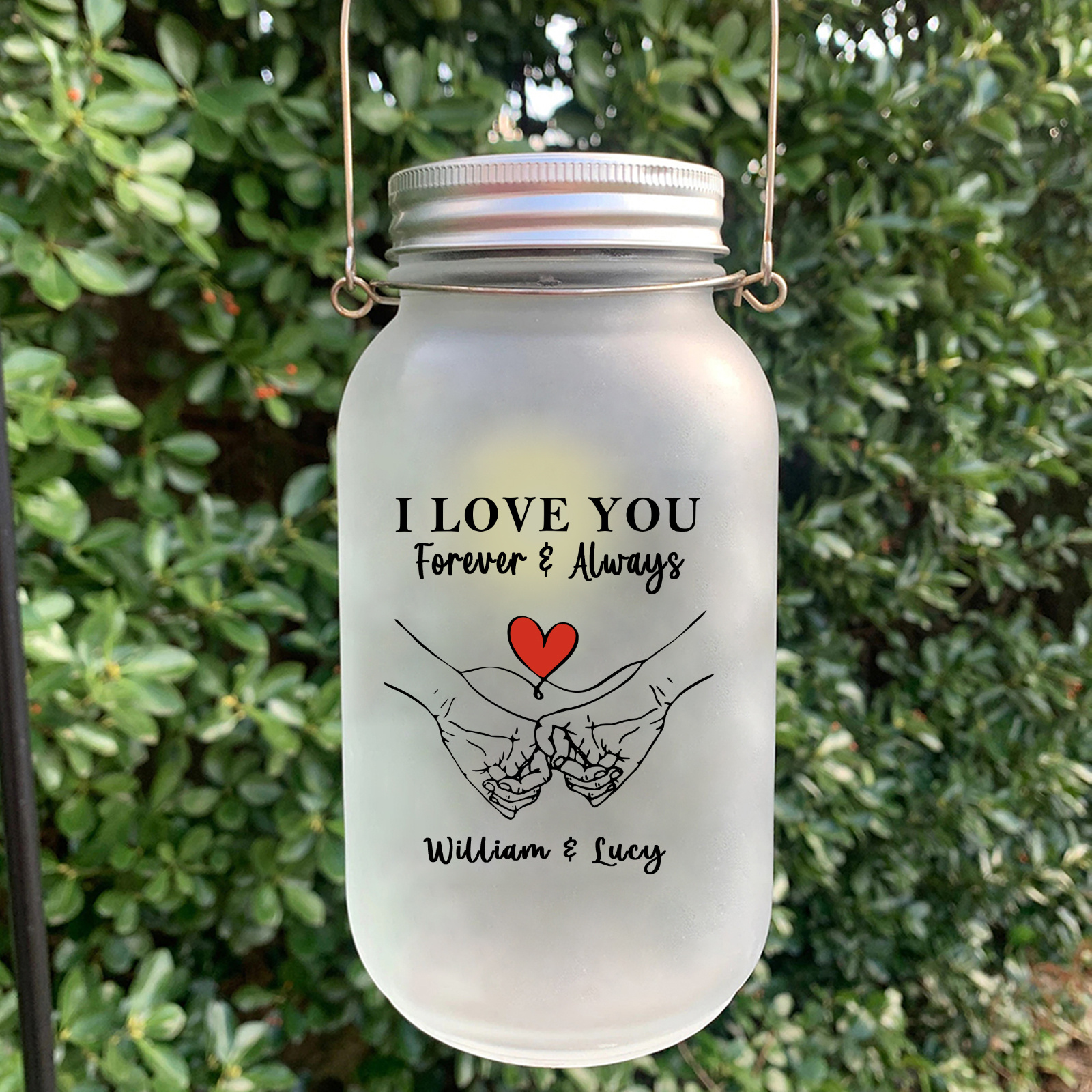 Personalized Solar Mason Jar Light for Couple