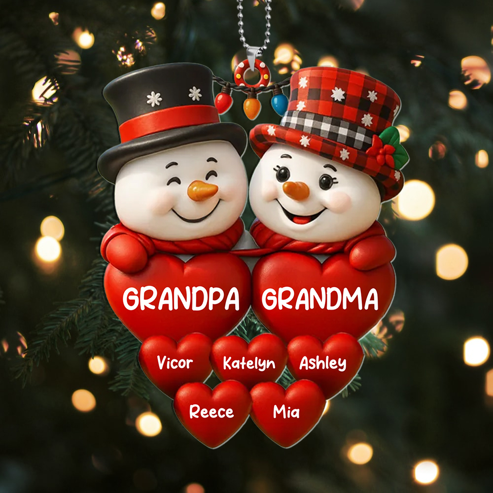 Personalized Snowmen Christmas Tree Ornament with Family Names