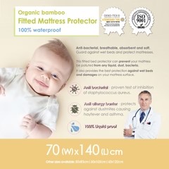 ORGANIC BAMBOO FITTED MATTRESS PROTECTOR - L 70 X 140 CM