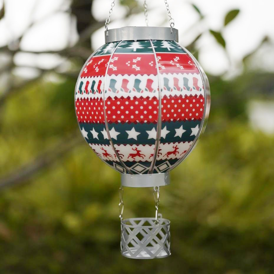 Solar-Powered Christmas Hot Air Balloon with Realistic Flame Effect