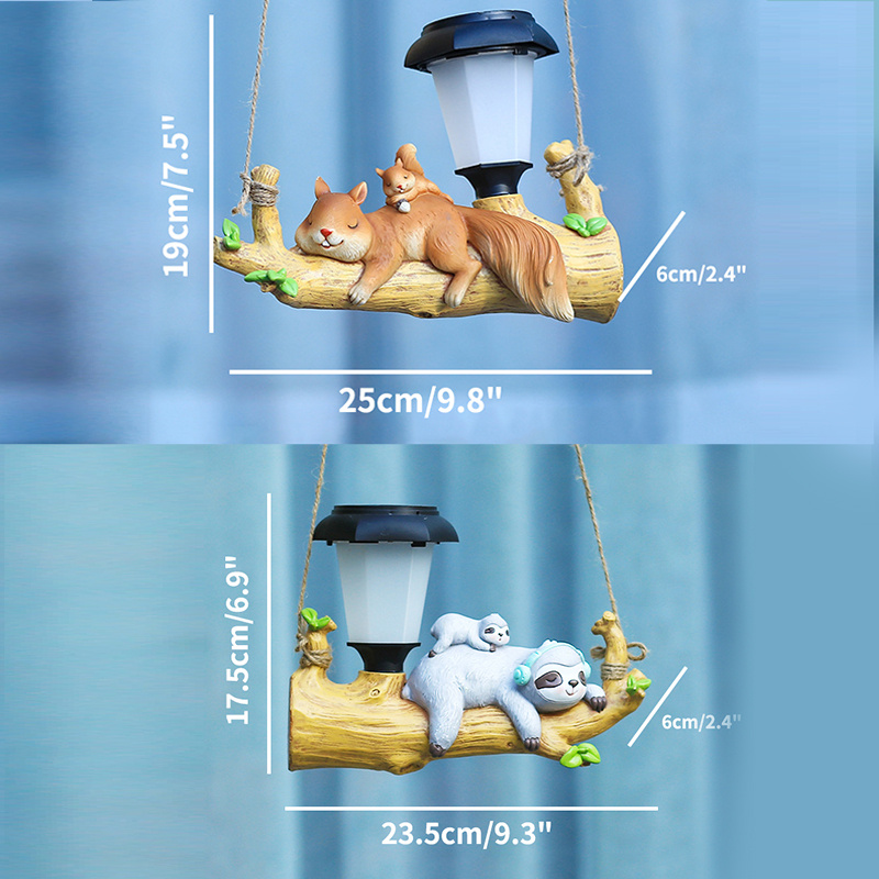 Cartoon Animal Outdoor Garden Decorative Light, Squirrel Sloth Hanging Light