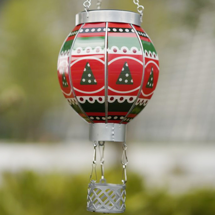 Solar-Powered Christmas Hot Air Balloon with Realistic Flame Effect