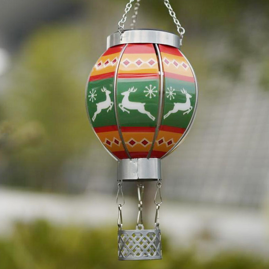 Solar-Powered Christmas Hot Air Balloon with Realistic Flame Effect