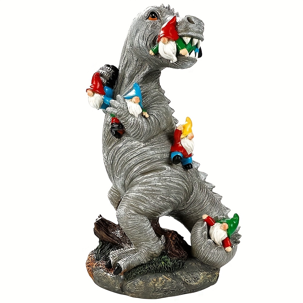 Dinosaur Gnomes Outdoor Garden Decorations, Miniature Dinosaur Gnomes Outdoor Statue