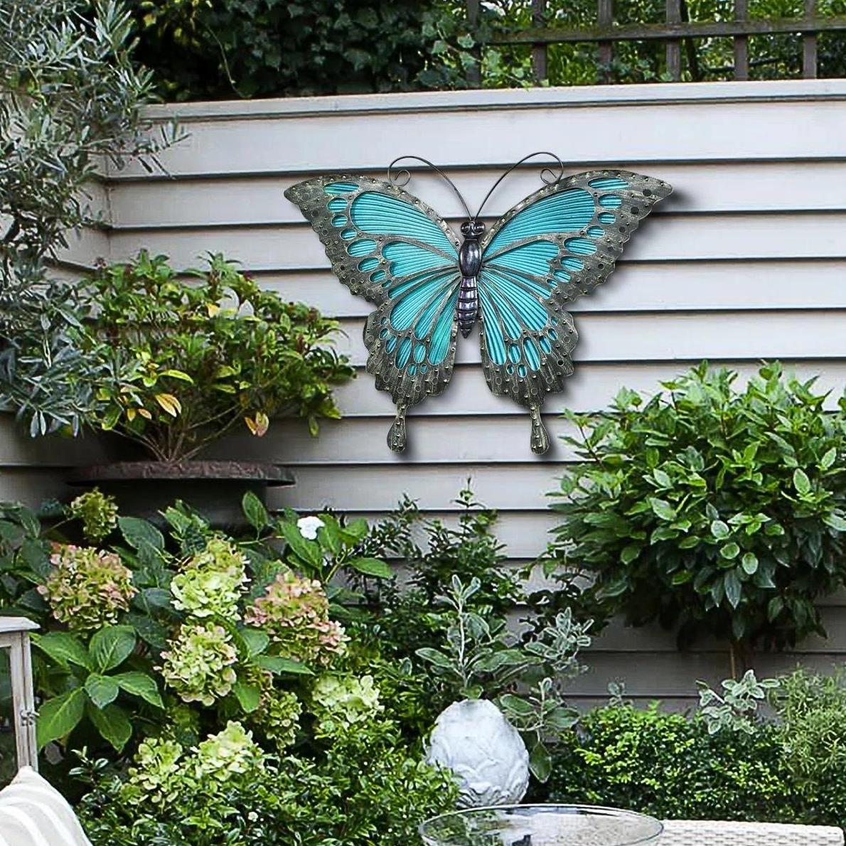 Blue Butterfly Outdoor Wall Decor.