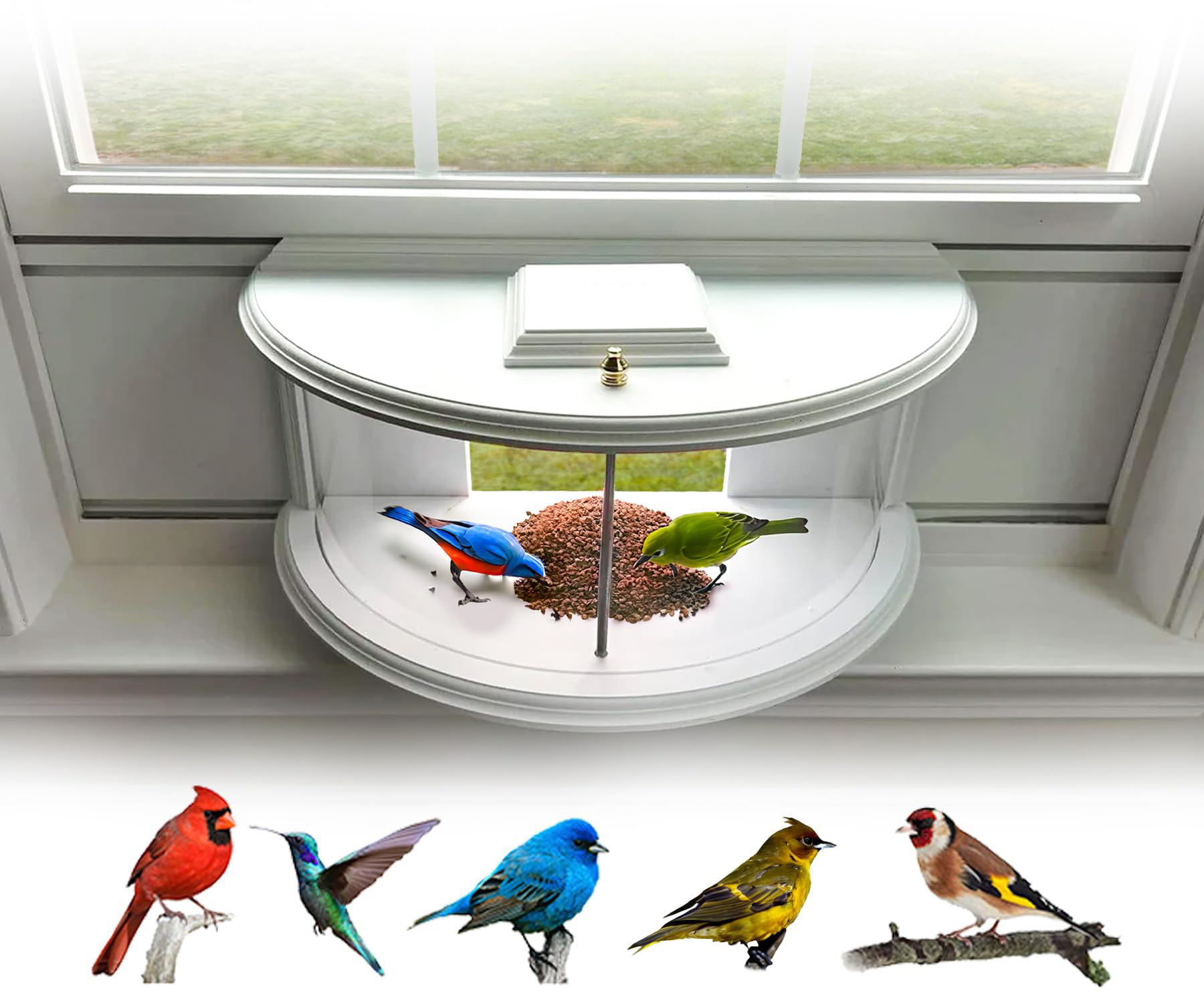 180° Clear View Window Tray Bird Feeder