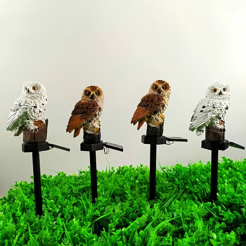 1pc, Owl Solar LED Lights, Solar Garden Lights Outdoor Decor, Resin Garden Waterproof Decorations, Outdoor Yard Pathway Outside Patio Lawn Decor, To Scare Birds Away
