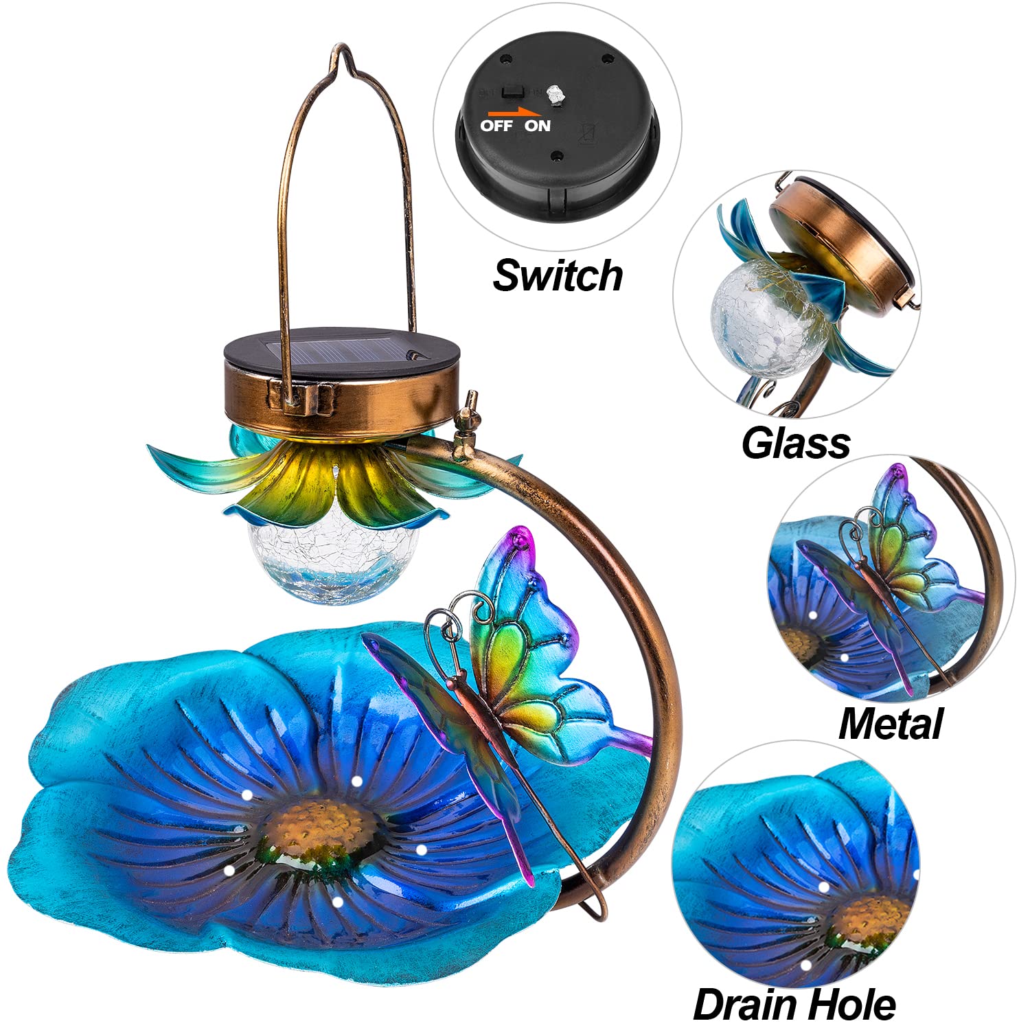 Solar Bird Feeder for Outside Hanging Wild Bird feeders