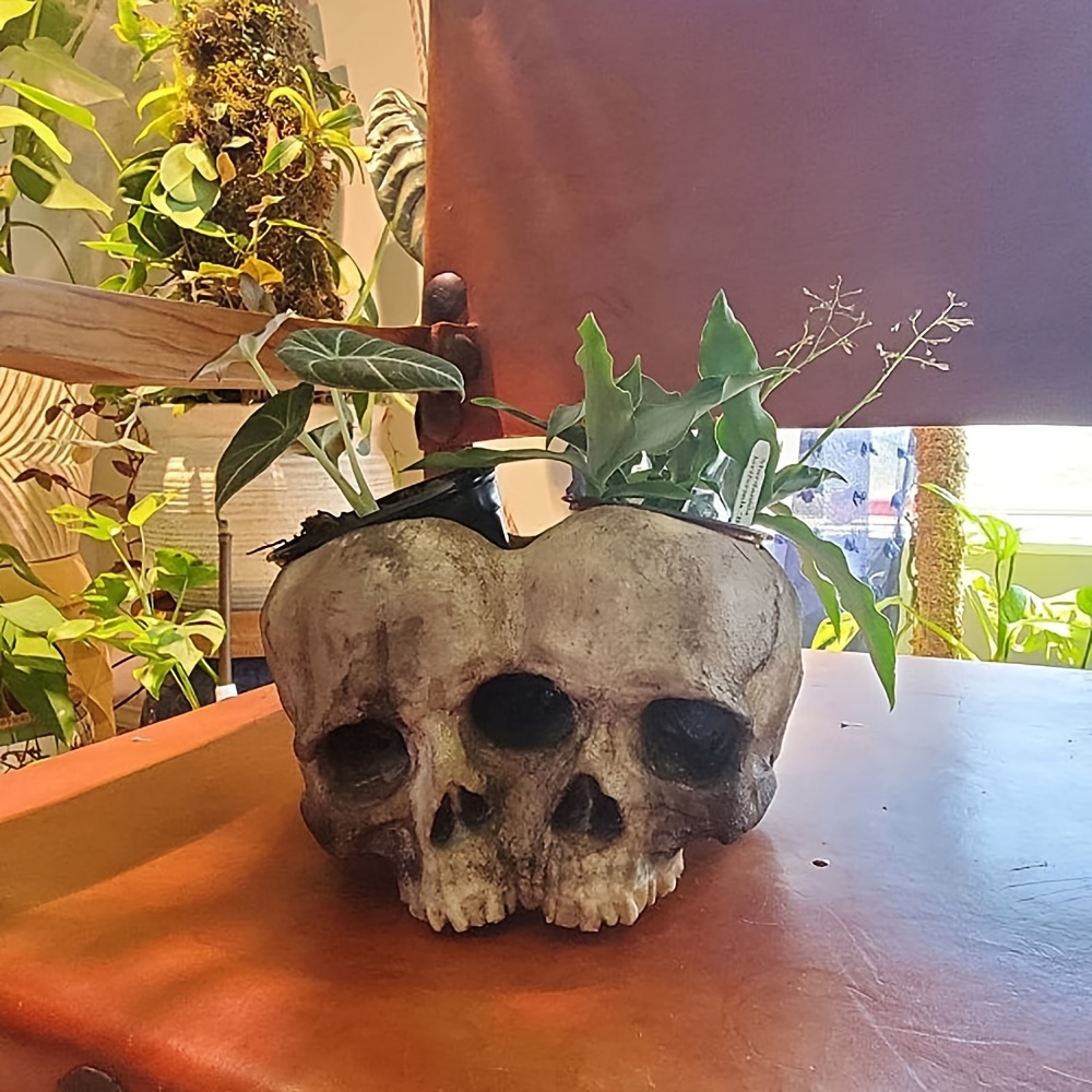 Skull Plant Pot Head Yard Art Outdoor And Garden Decor
