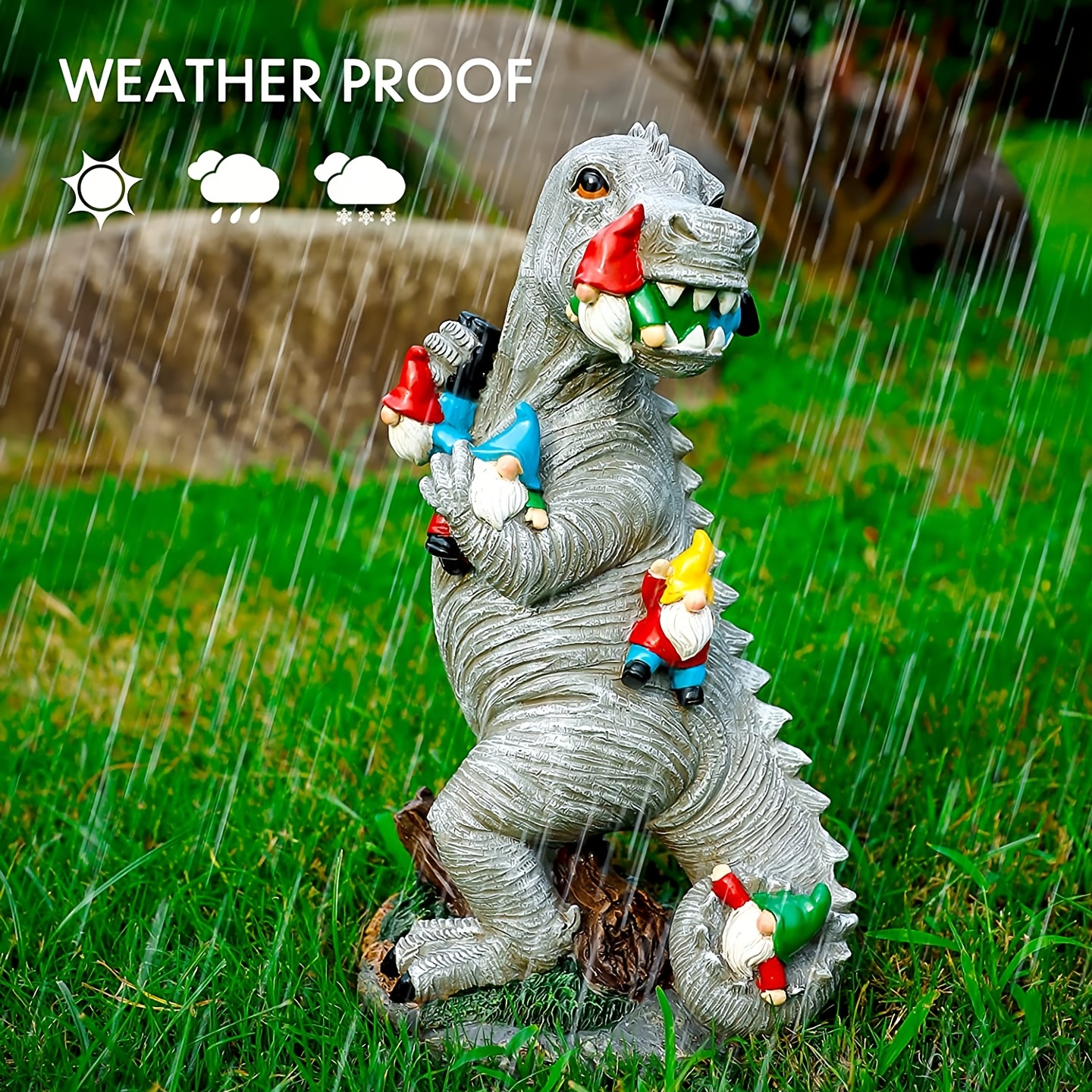 Dinosaur Gnomes Outdoor Garden Decorations, Miniature Dinosaur Gnomes Outdoor Statue