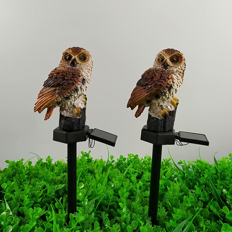 1pc, Owl Solar LED Lights, Solar Garden Lights Outdoor Decor, Resin Garden Waterproof Decorations, Outdoor Yard Pathway Outside Patio Lawn Decor, To Scare Birds Away