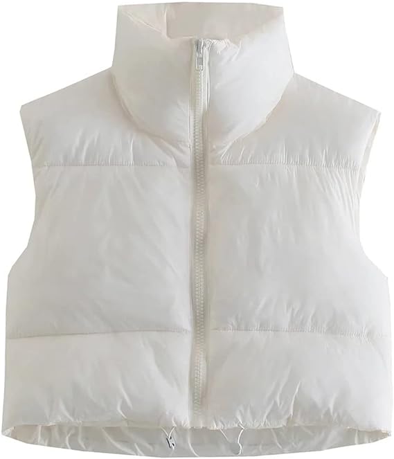 Women's Winter Crop Vest Lightweight Sleeveless Warm Outerwear Puffer Vest Padded Gilet