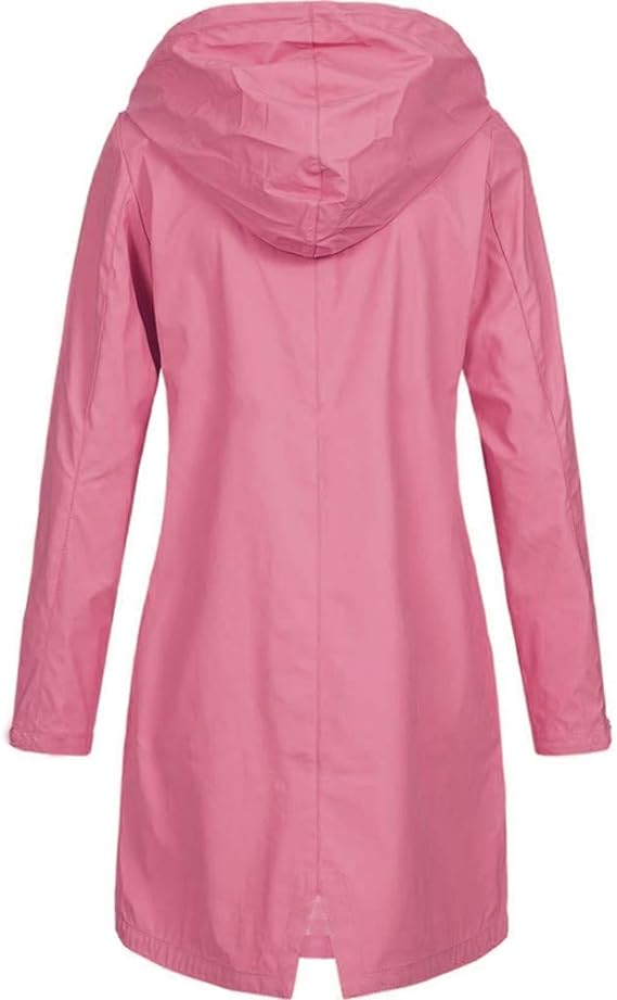 Plus Size Women's Long Hooded Rain Jacket Outdoor Raincoat Windbreaker Waterproof Travel Hiking Jackets Coats