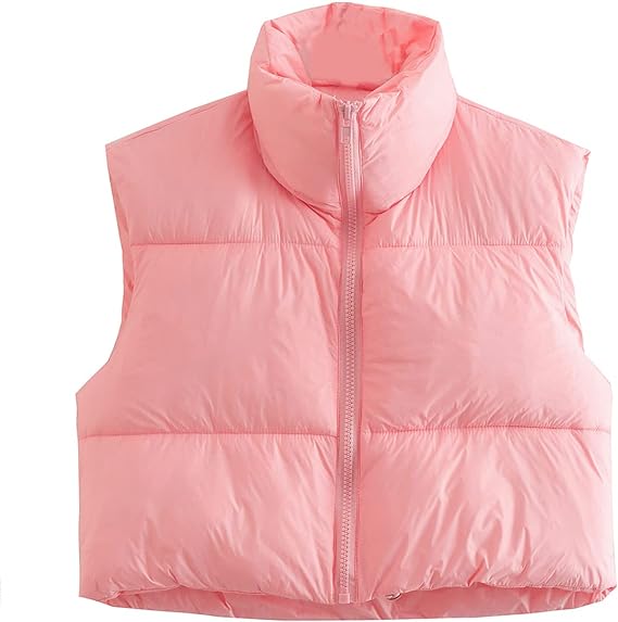 Women's Winter Crop Vest Lightweight Sleeveless Warm Outerwear Puffer Vest Padded Gilet