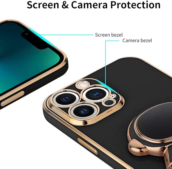 AIGOMARA 6D Plating Astronaut Hidden Stand Case Cover for iPhone 13 Pro Max Women Astronaut Folding Bracket Kickstand iPhone Case with Camera Protector Soft TPU Shockproof Bumper 6.7 Inch - Pink