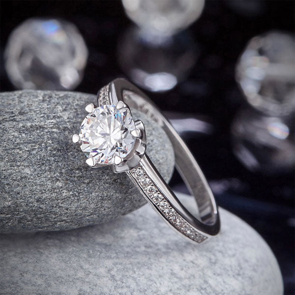6 Claws 925 Sterling Silver Wedding Promise Engagement Ring 1.25 Ct Created Diamond Jewelry XFR8257