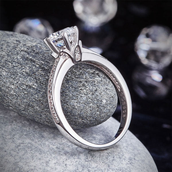 6 Claws 925 Sterling Silver Wedding Promise Engagement Ring 1.25 Ct Created Diamond Jewelry XFR8257