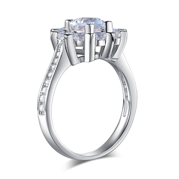 Snowflake 925 Sterling Silver Wedding Promise Anniversary Ring 1 Ct Created Diamond XFR8265