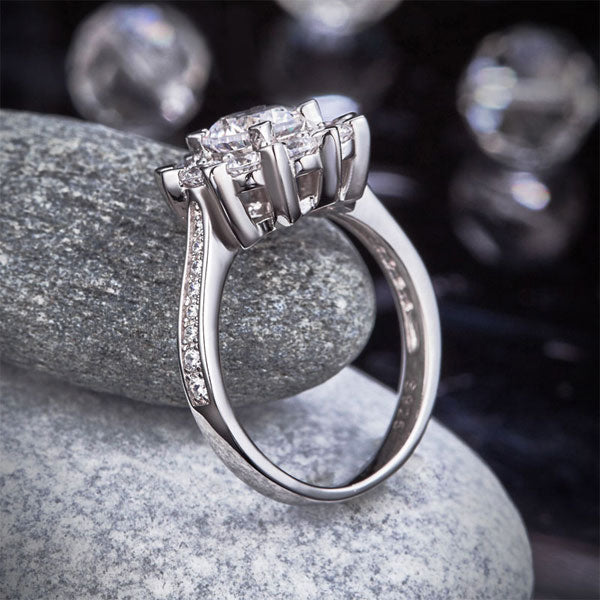 Snowflake 925 Sterling Silver Wedding Promise Anniversary Ring 1 Ct Created Diamond XFR8265