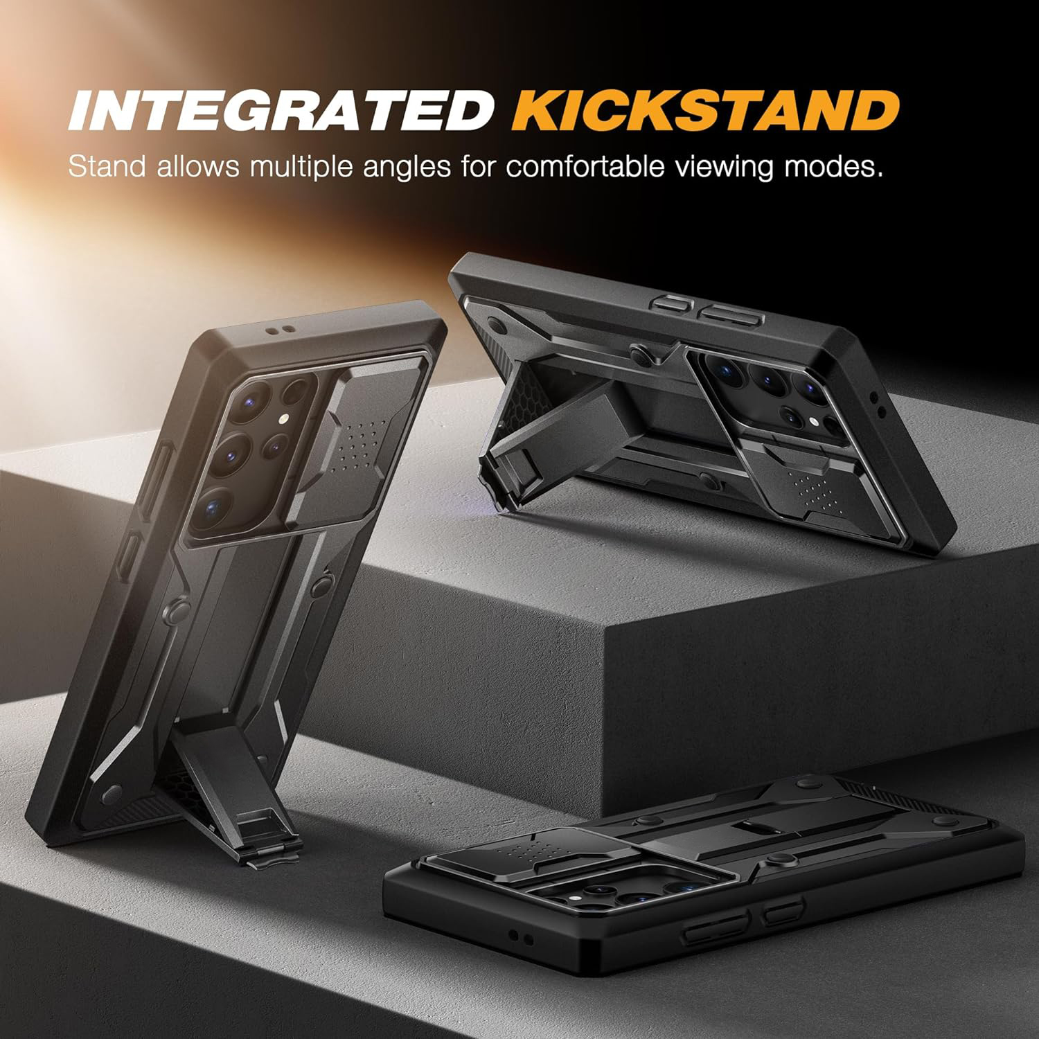 Samsung Galaxy S24 Ultra Case, [Bulit-in Screen Protector & Slide Camera Cover] [2 Front Frame] Military Grade Shockproof Phone Case with Kickstand & Belt-Clip 6.8"