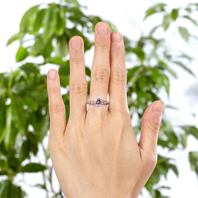 6 Claws Crown 925 Sterling Silver Wedding Promise Anniversary Ring 1.25 Ct Fancy Pink Created Diamond Jewelry XFR8262