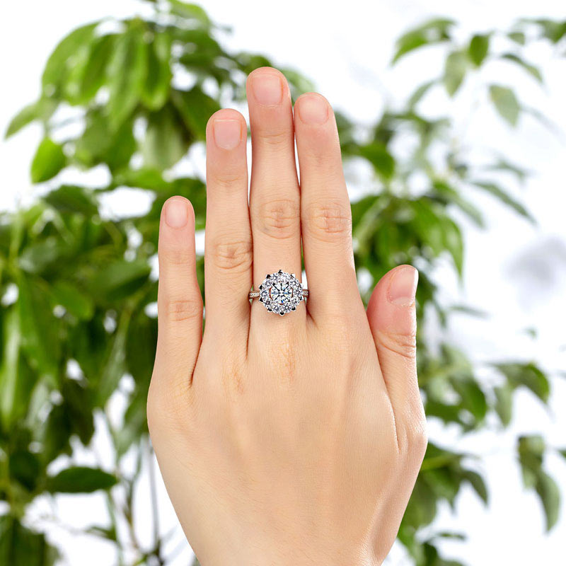 Snowflake 925 Sterling Silver Wedding Promise Anniversary Ring 1 Ct Created Diamond XFR8265