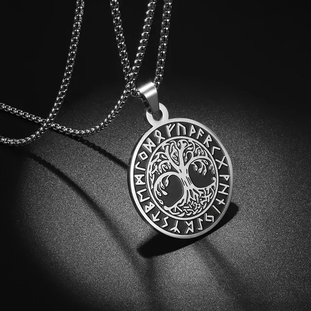 Stainless Steel Silver Color Pattern Witch Knot Pendant Necklace Celtic Knot Lucky Jewelry Gift for Friends Family