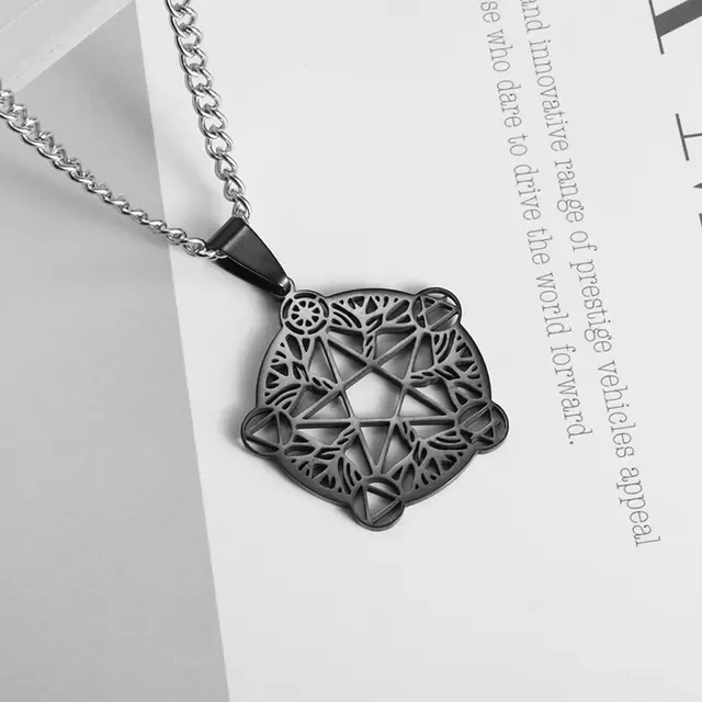 Stainless Steel Silver Color Pattern Witch Knot Pendant Necklace Celtic Knot Lucky Jewelry Gift for Friends Family