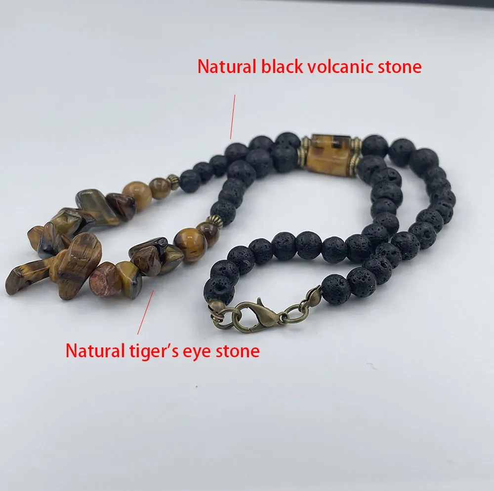 Surfer Men's Necklace-Tiger Stone and Turquoise Men's Necklace-Chunky African Tribe Necklace 2023 New