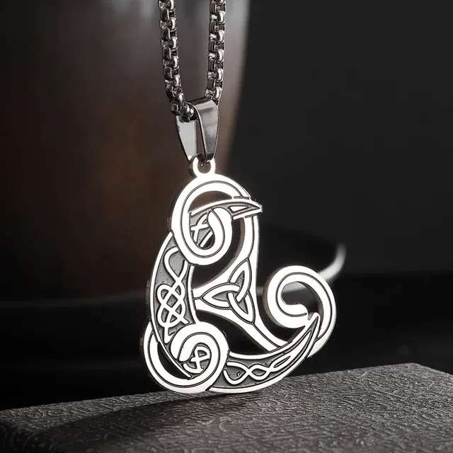Stainless Steel Silver Color Pattern Witch Knot Pendant Necklace Celtic Knot Lucky Jewelry Gift for Friends Family