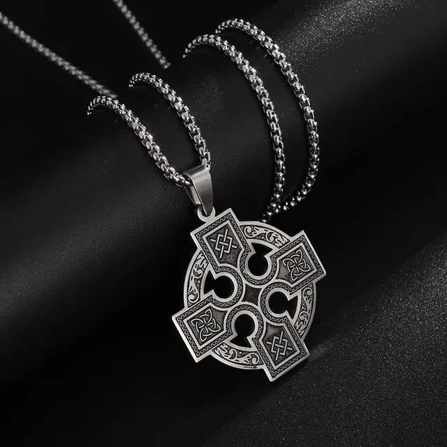 Stainless Steel Silver Color Pattern Witch Knot Pendant Necklace Celtic Knot Lucky Jewelry Gift for Friends Family