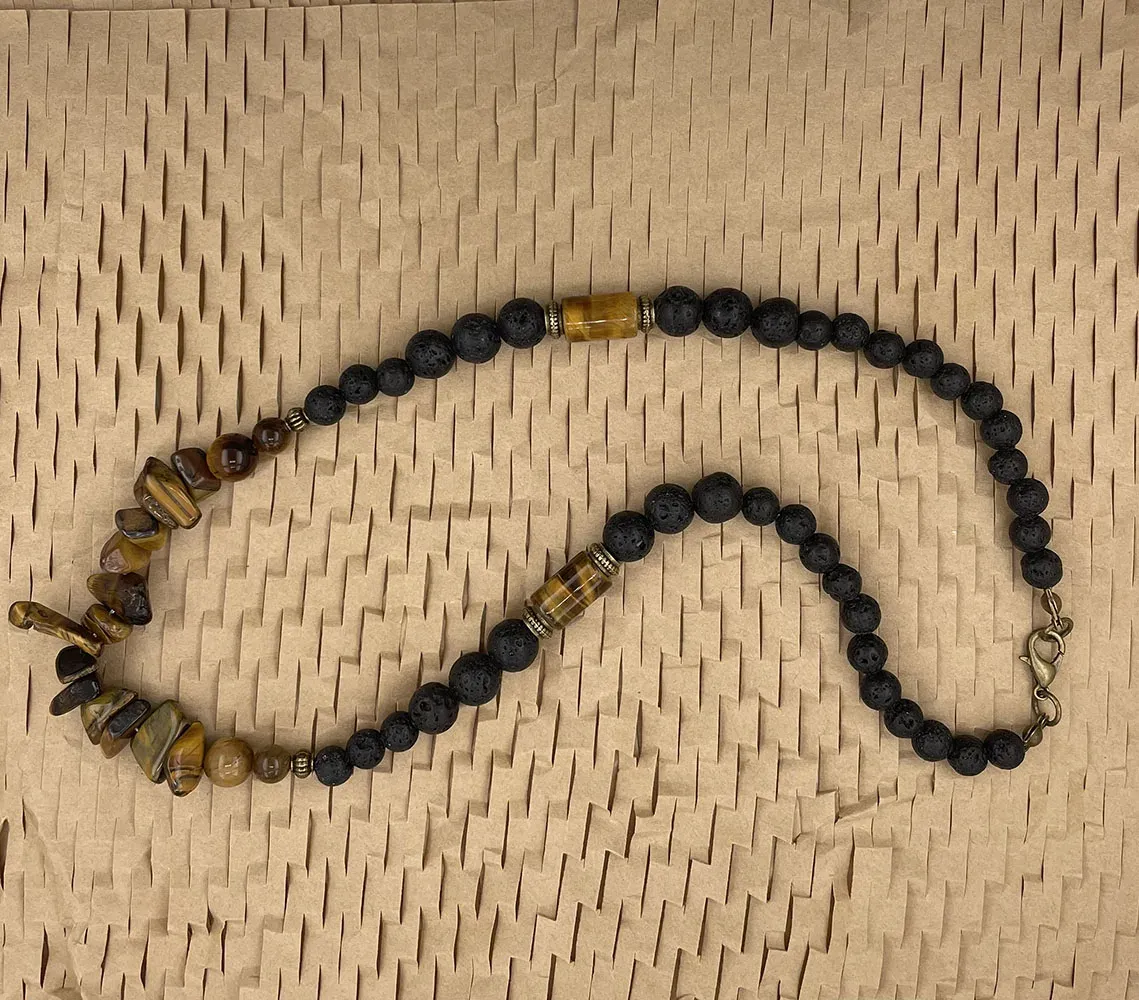 Surfer Men's Necklace-Tiger Stone and Turquoise Men's Necklace-Chunky African Tribe Necklace 2023 New