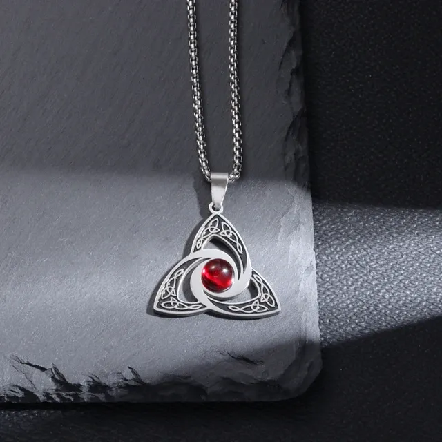 Stainless Steel Silver Color Pattern Witch Knot Pendant Necklace Celtic Knot Lucky Jewelry Gift for Friends Family