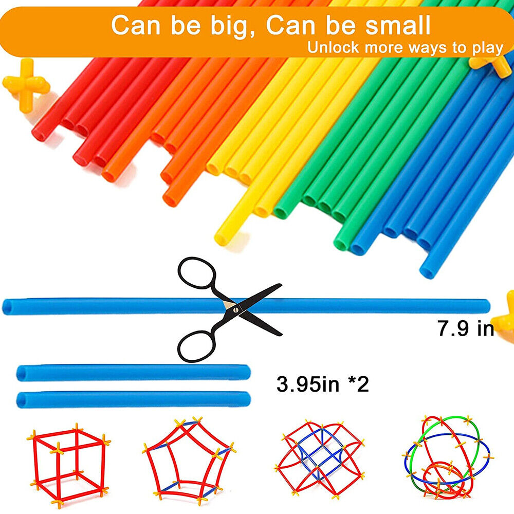 Straw Building Blocks ဆောက်လုပ်ရေးကျွမ်းကျင်မှုများ Stem Straws အစောပိုင်းသင်ယူမှု ပဟေဋ္ဌိအရုပ်များ - ပုံ 17 မှ 9 ပုံ