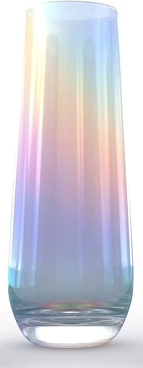 Iridescent Luster Pearl Radiance Set of 4 Champagne Glasses 10oz Each - Radiance White Pearl Whimsy and Nostalgia Large Wine Glass