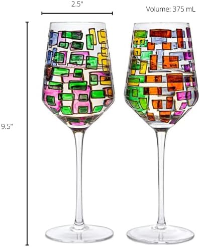 Renaissance Stain-glassed Windows Wines Glass Set of 2