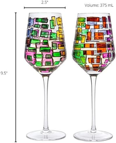 Renaissance Stain-glassed Windows Wines Glass Set of 2