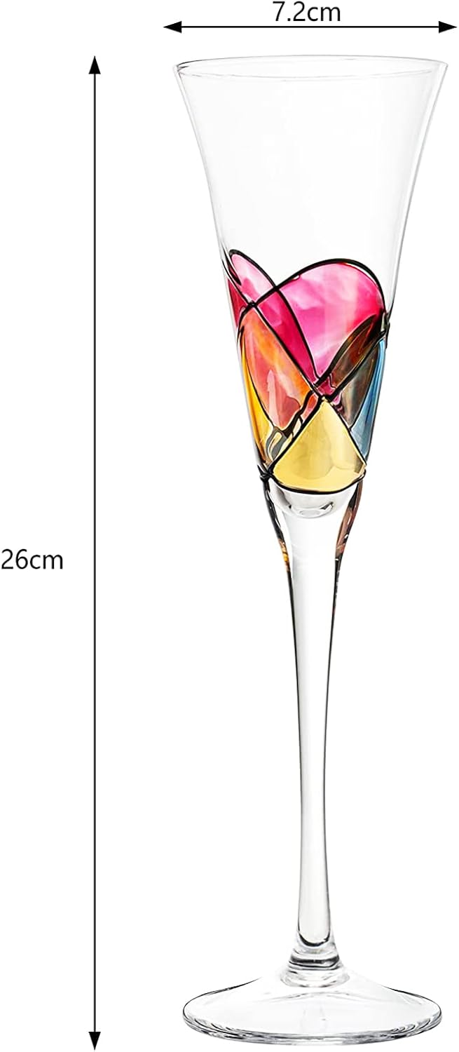 Artisanal Hand Painted Martini, Champagne & Cocktail Glasses, Renaissance Romantic Stain-glassed Windows Gifts, 2 Set - Flutes